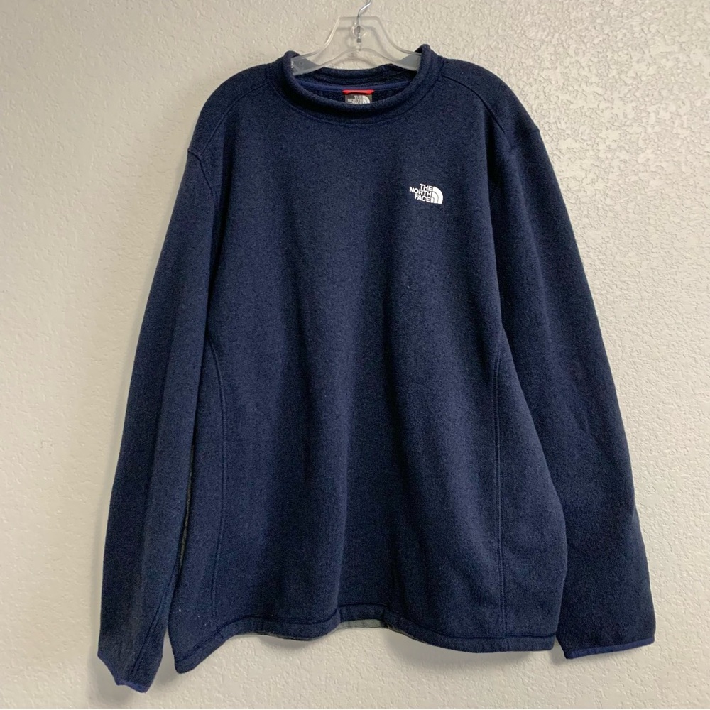 North Face Fleece Sweater Mens XXL Roll Mock Neck Pullover Outdoor Gorpcore Navy
